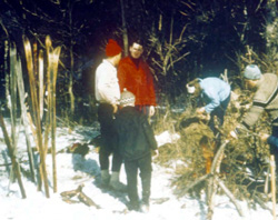 A lunch break in cross country skiing outside Moscow